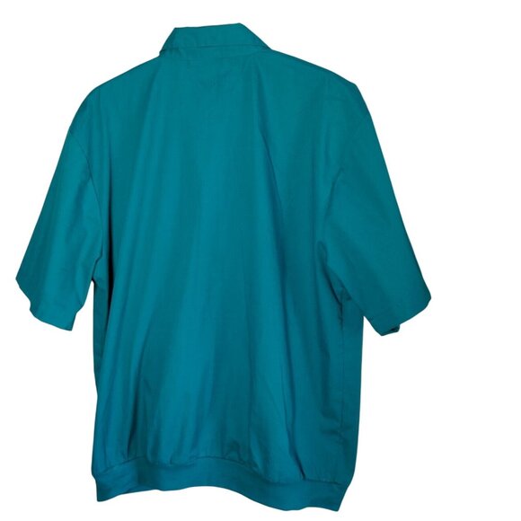John Blair Shirt Mens Large Turquoise Blue Full Zip Up Vintage Grandpa Pleated - Picture 2 of 8